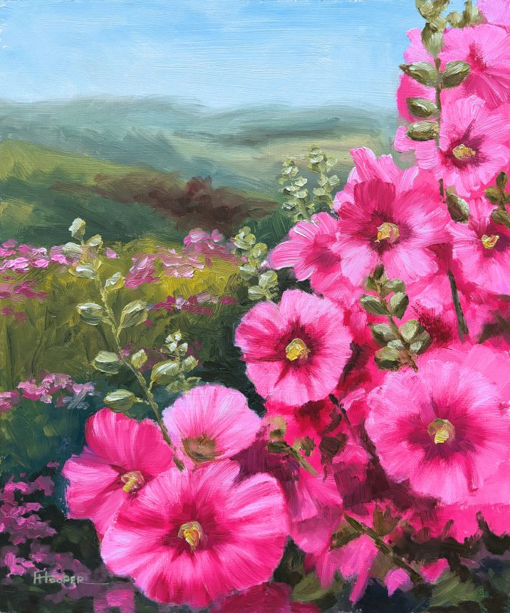 Hollyhocks by Fiona Hooper