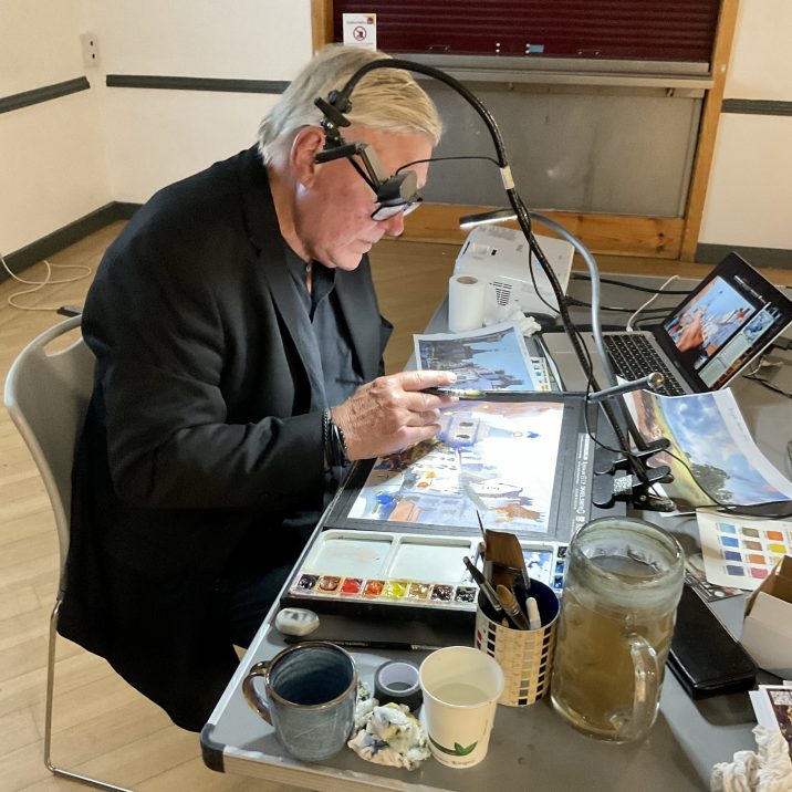 Frank Walters doing a watercolour demonstration